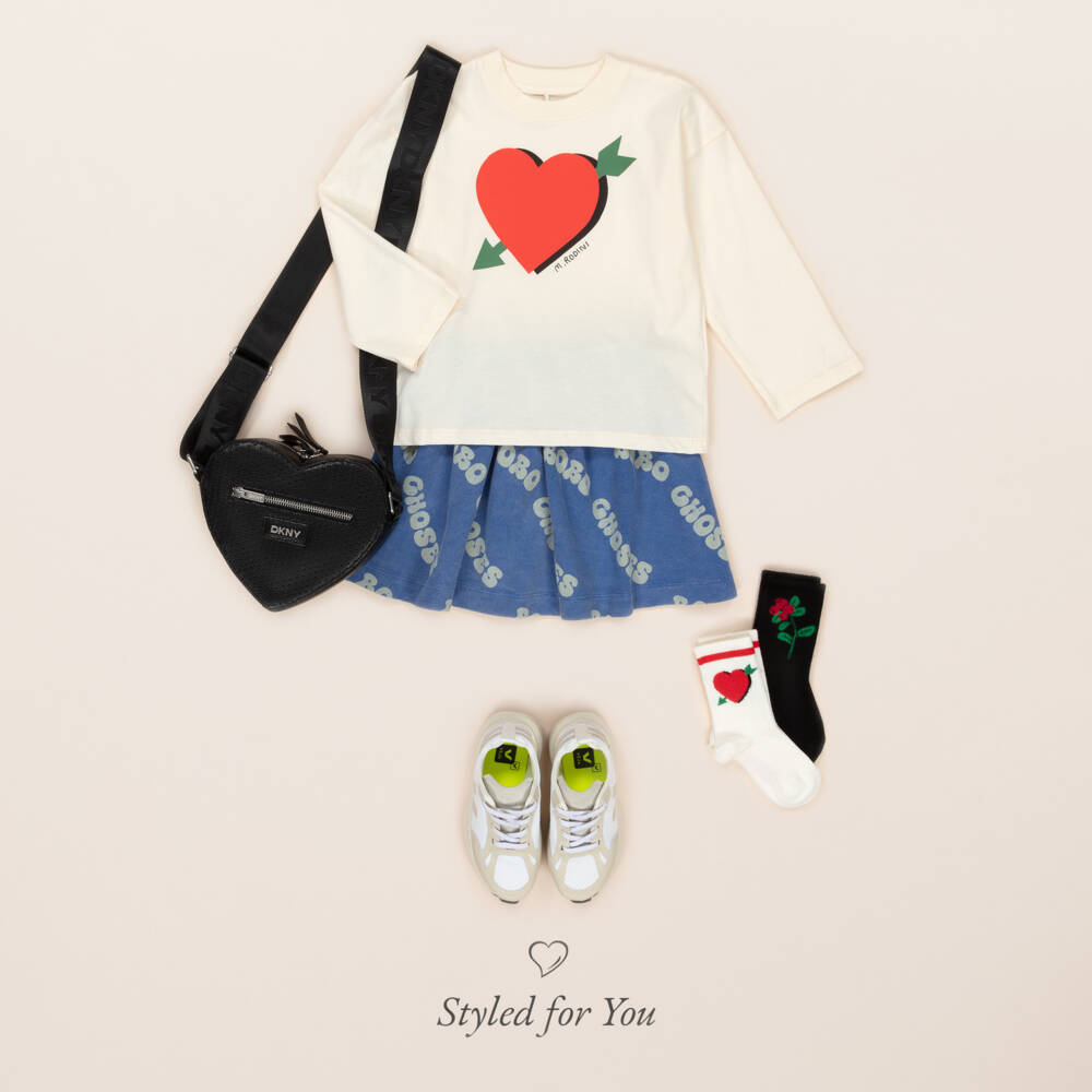 Mini Rodini-Girls Ivory Love-Embellished Cotton Top | Childrensalon Outlet