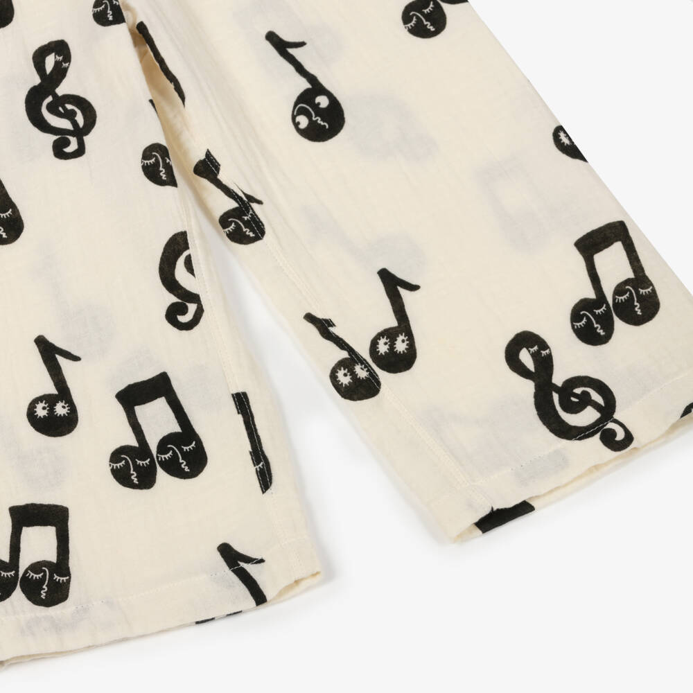 Mini Rodini-Girls Ivory Melodic Cotton Pants | Childrensalon Outlet