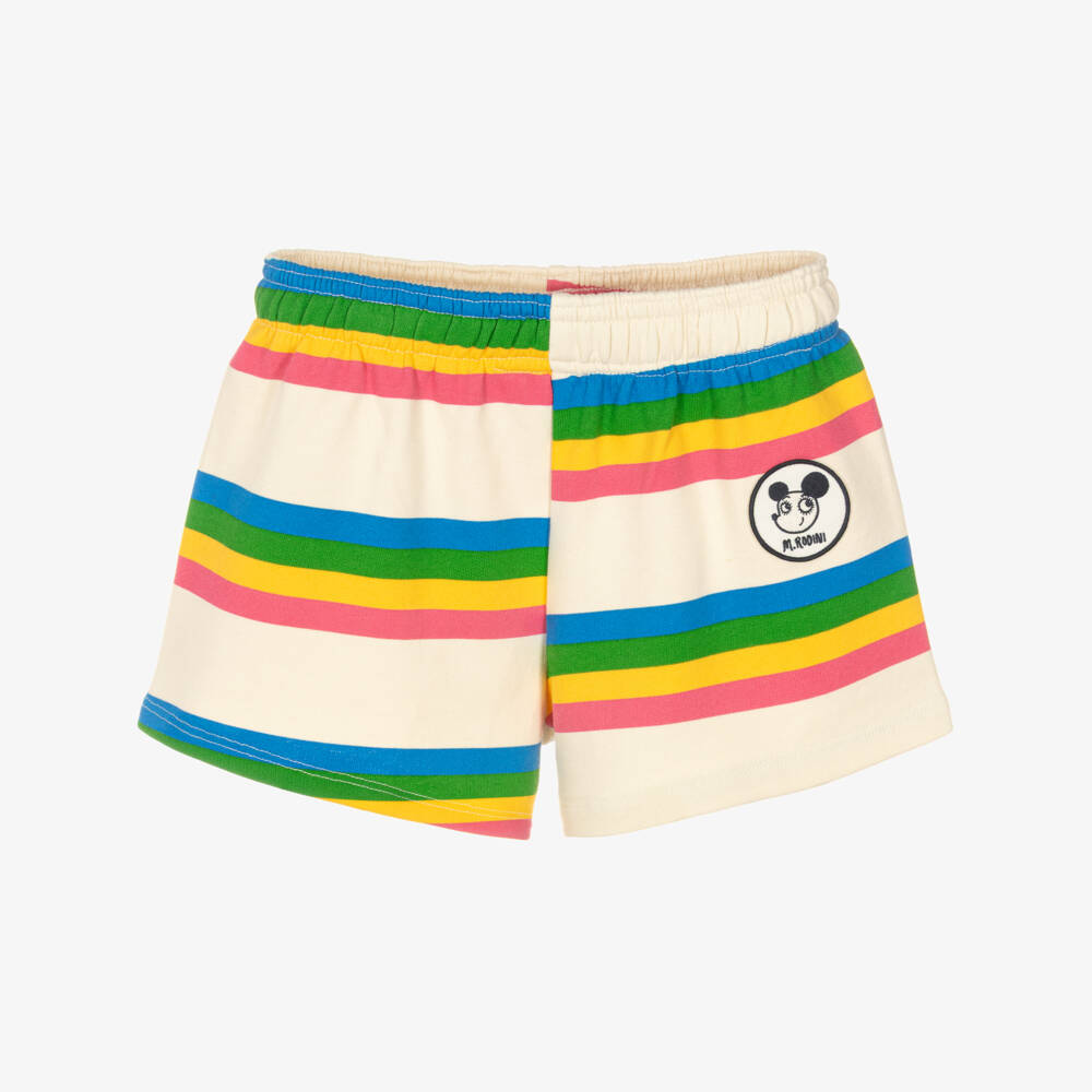 Mini Rodini-Кремовые шорты в разноцветную полоску для девочек | Childrensalon Outlet