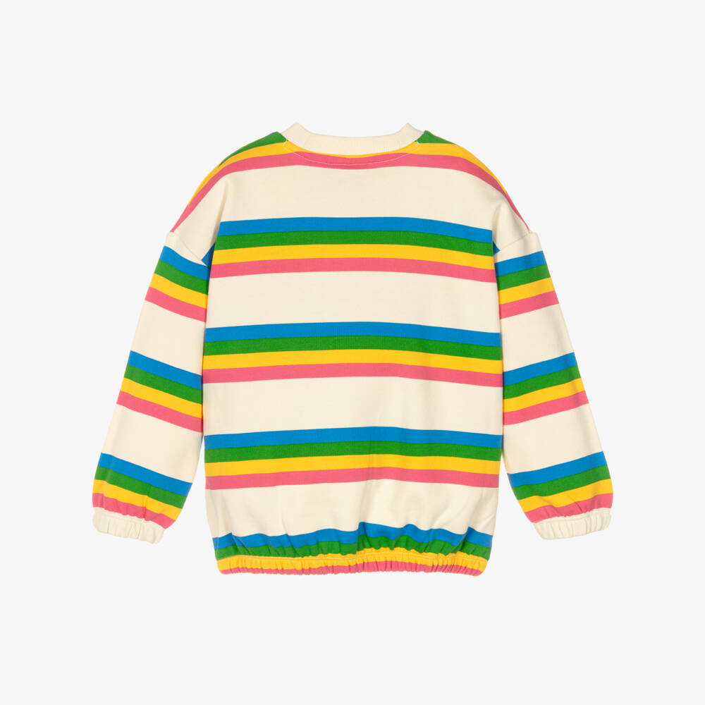 Mini Rodini-Girls Ivory & Multi Stripe Organic Cotton Sweatshirt | Childrensalon Outlet