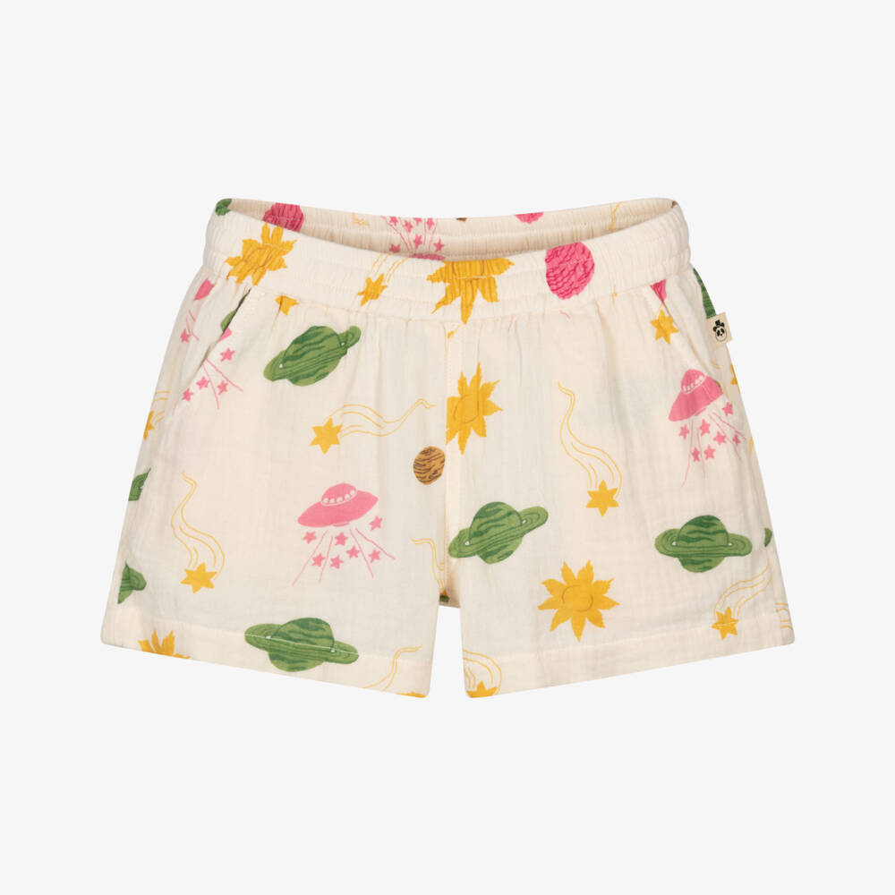 Mini Rodini-Кремовые шорты с принтом планет | Childrensalon Outlet