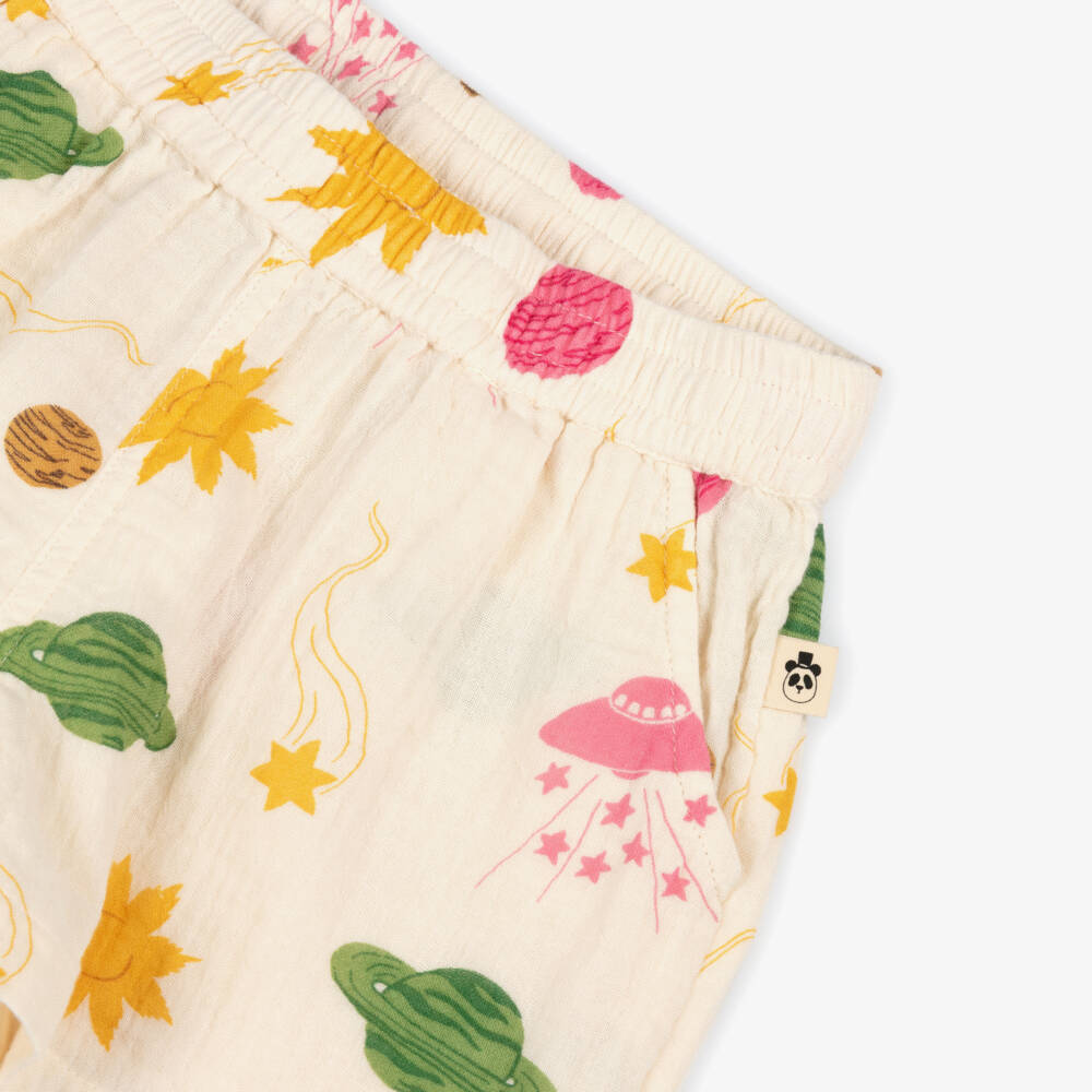 Mini Rodini-Кремовые шорты с принтом планет | Childrensalon Outlet