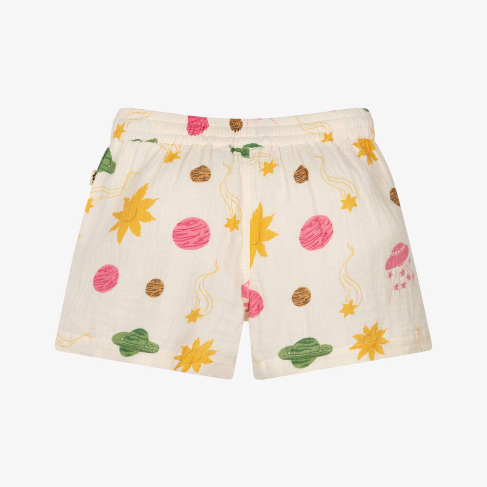 Mini Rodini-Кремовые шорты с принтом планет | Childrensalon Outlet