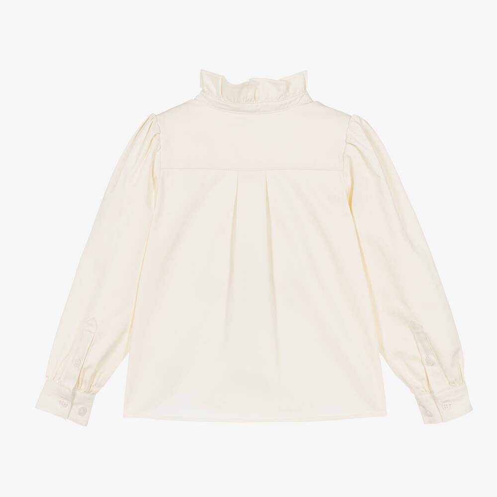 Mini Rodini-Girls Ivory Organic Cotton Panda Blouse | Childrensalon Outlet