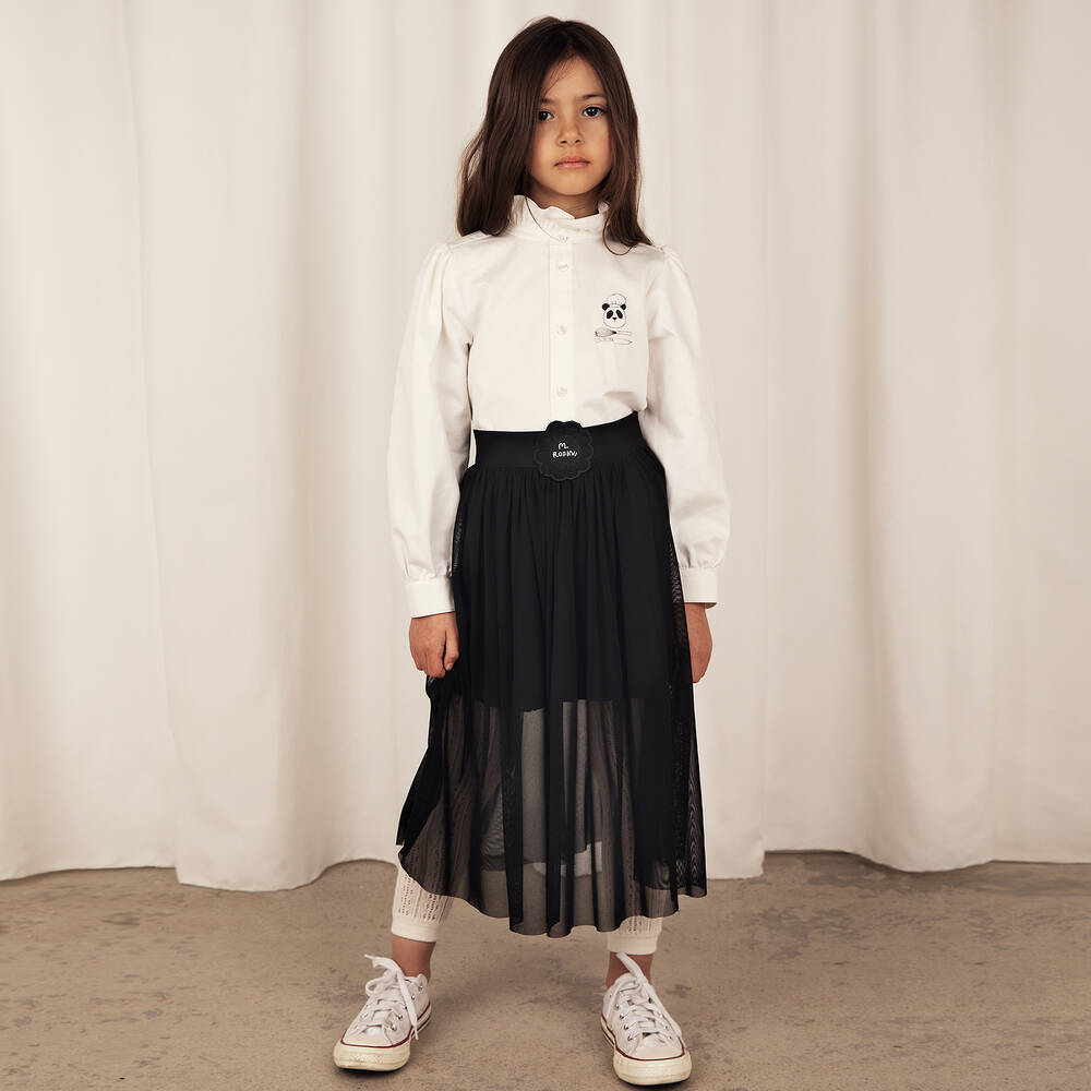 Mini Rodini-Girls Ivory Organic Cotton Panda Blouse | Childrensalon Outlet
