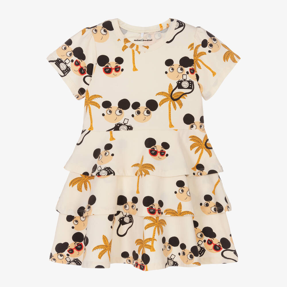 Mini Rodini-Girls Ivory Organic Cotton Ritzratz Dress | Childrensalon Outlet
