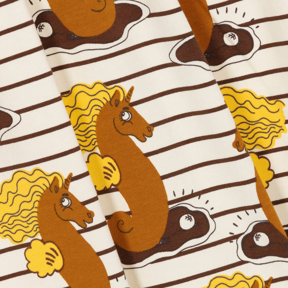 Mini Rodini-Кремовое платье из органического хлопка с морскими коньками | Childrensalon Outlet