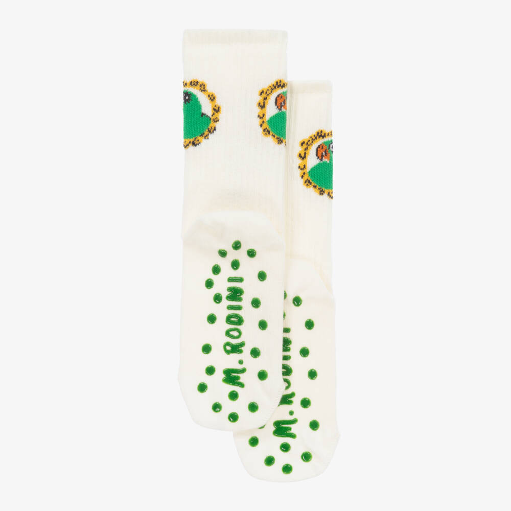 ميني روديني-جوارب كاحل بنعل واقي من الإنزلاق قطن عضوي لون عاجي | Childrensalon Outlet