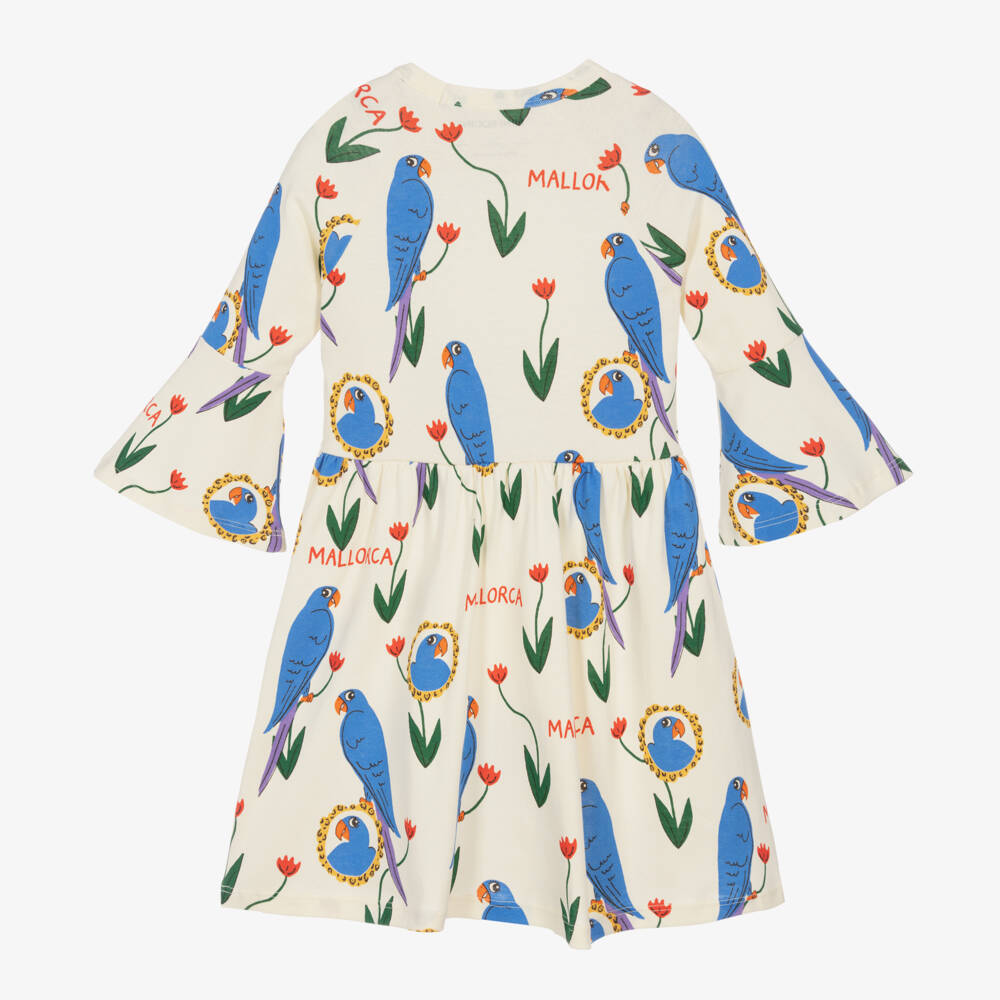 Mini Rodini-Girls Ivory Parrot Print Dress | Childrensalon Outlet