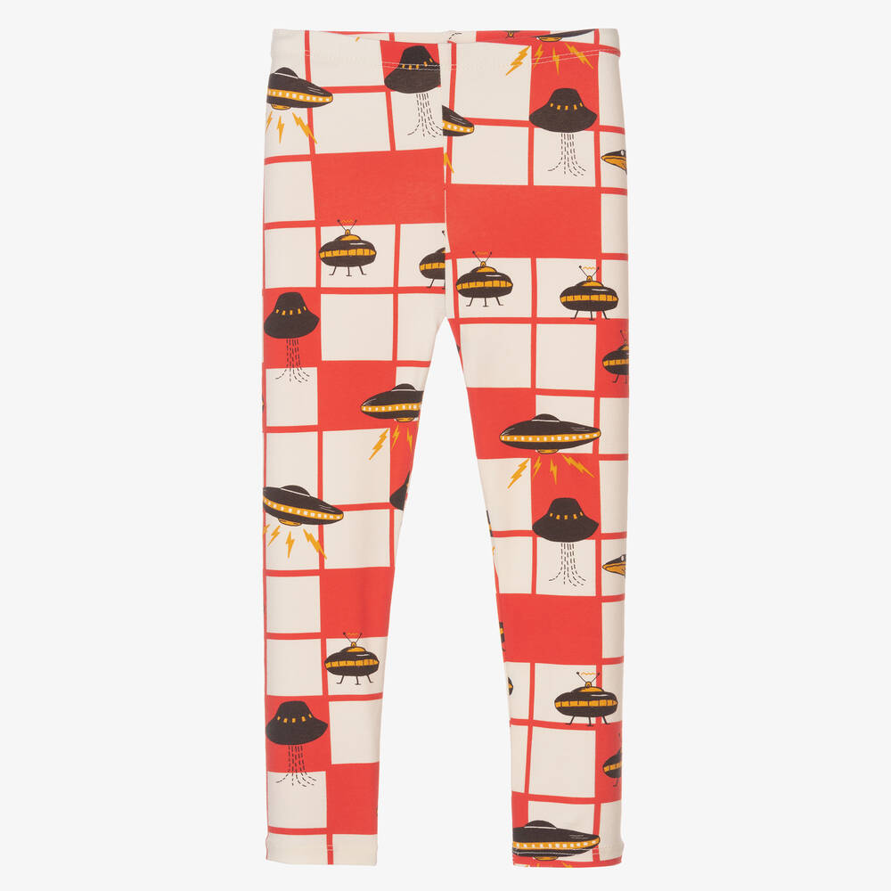 Mini Rodini - Legging ivoire et rouge coton ovni | Childrensalon