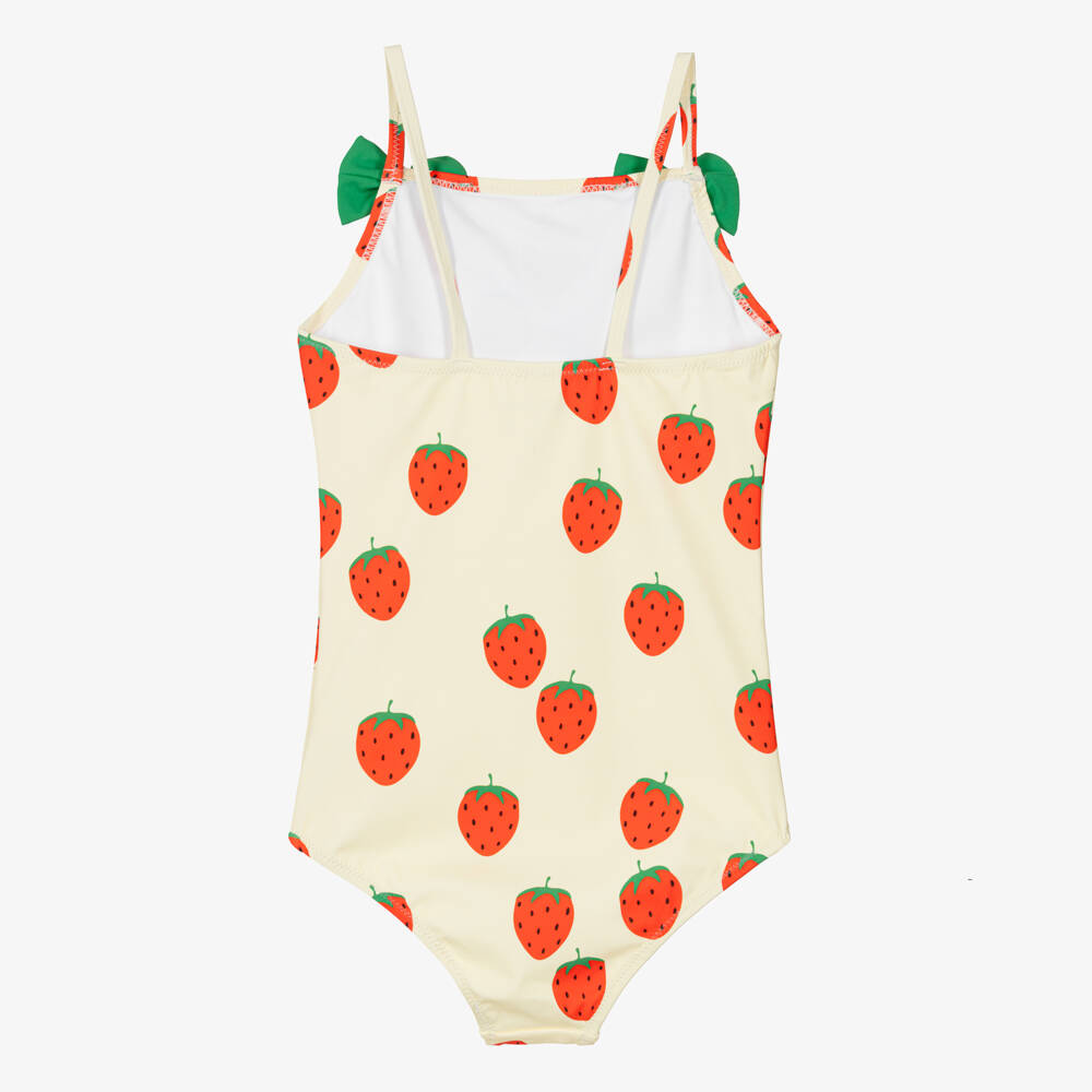 Mini Rodini-Girls Ivory Strawberry Print Swimsuit (UPF 40+) | Childrensalon Outlet