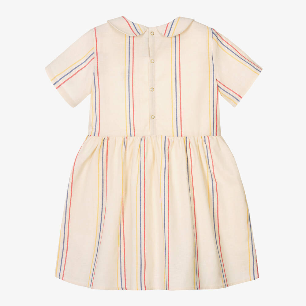 Mini Rodini-قميص قطن عضوي وكتان مقلم لون عاجي | Childrensalon Outlet