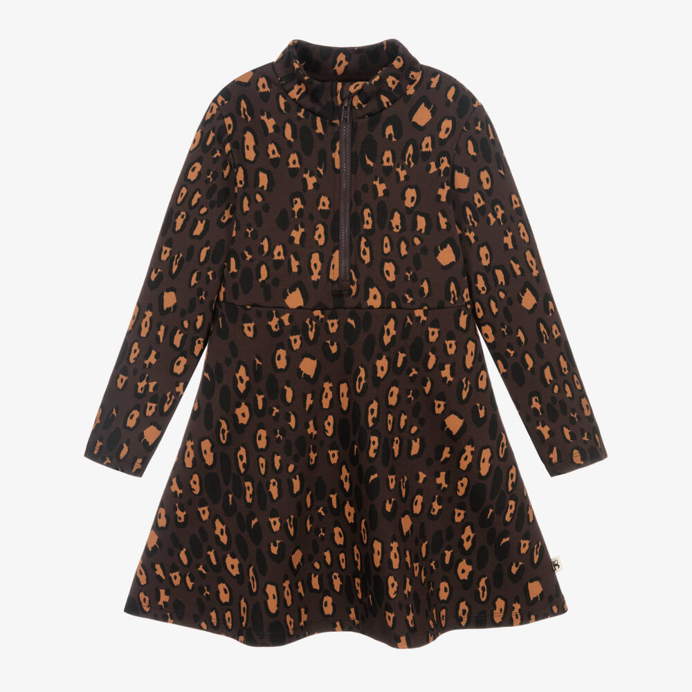 Mini Rodini-Girls Leopard Patterned Brown Dress | Childrensalon Outlet