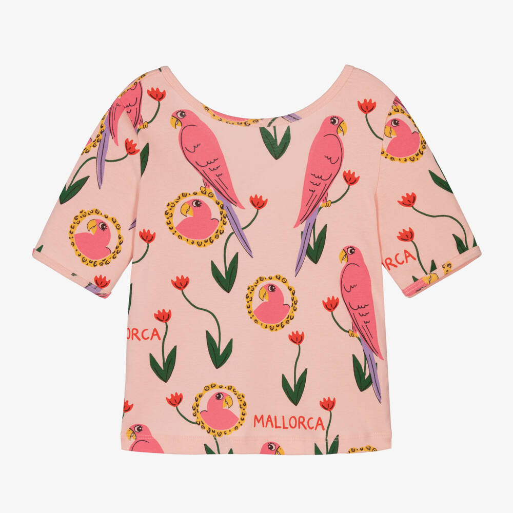 Mini Rodini-Girls Light Pink Parrot Tee | Childrensalon Outlet