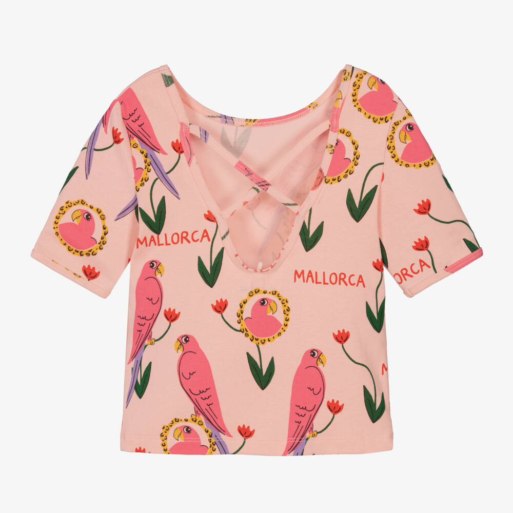 Mini Rodini-Girls Light Pink Parrot Tee | Childrensalon Outlet