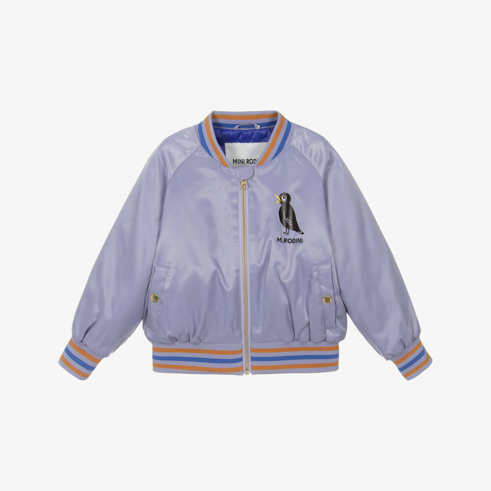 Mini Rodini-Girls Lilac Bird Bomber Jacket | Childrensalon Outlet