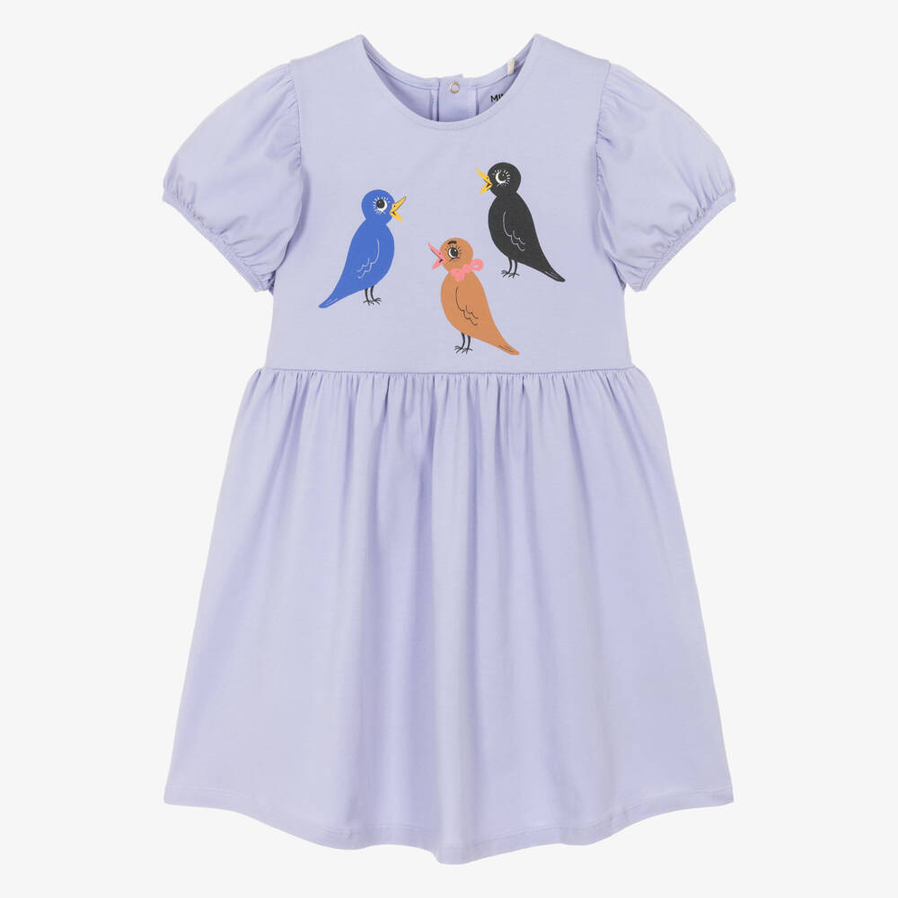 Mini Rodini-Girls Lilac Cotton Bird Dress | Childrensalon Outlet
