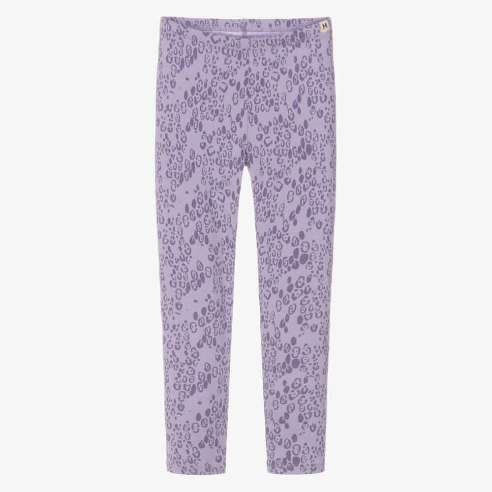 Mini Rodini-Girls Lilac Purple Organic Cotton Leopard Leggings | Childrensalon Outlet