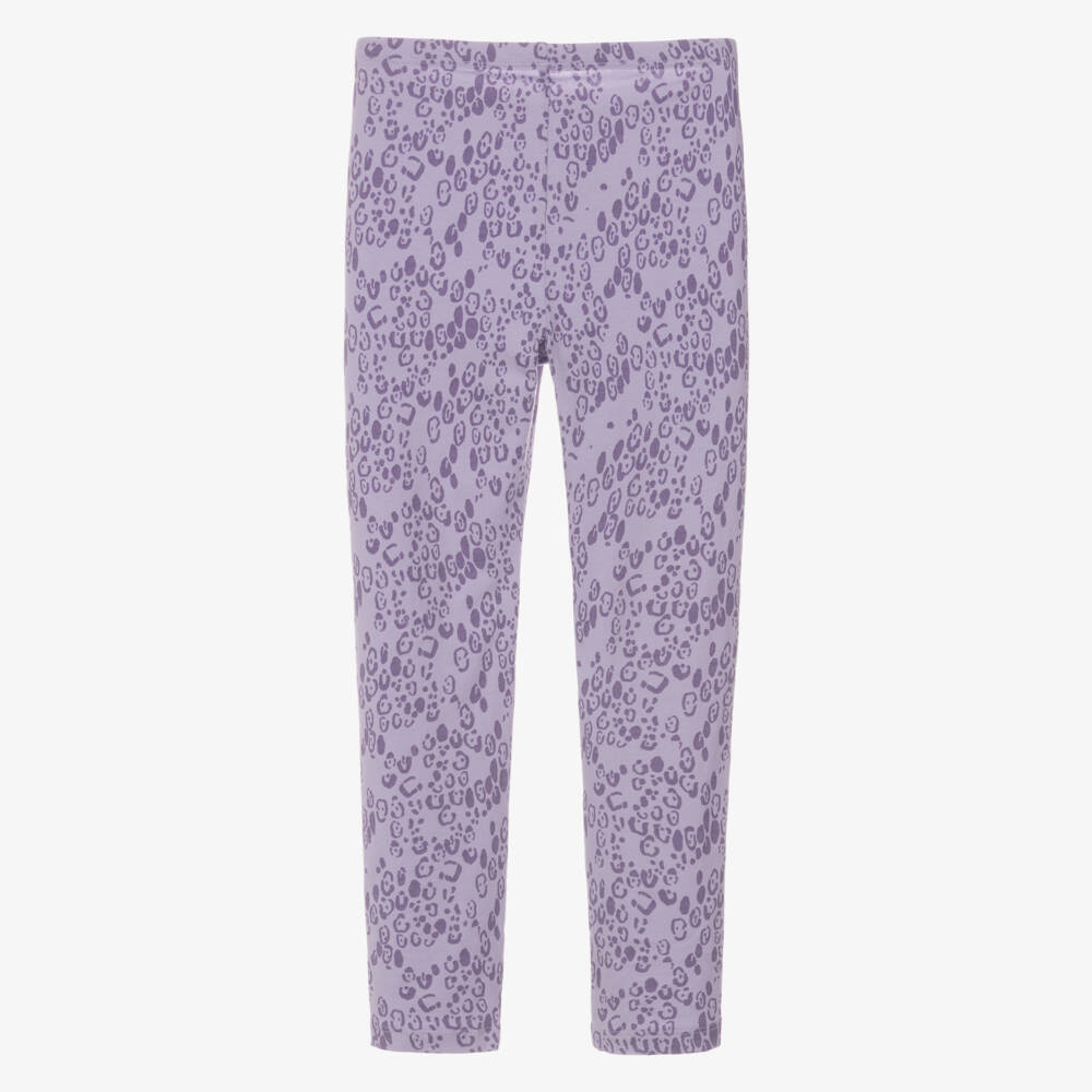Mini Rodini-Girls Lilac Purple Organic Cotton Leopard Leggings | Childrensalon Outlet