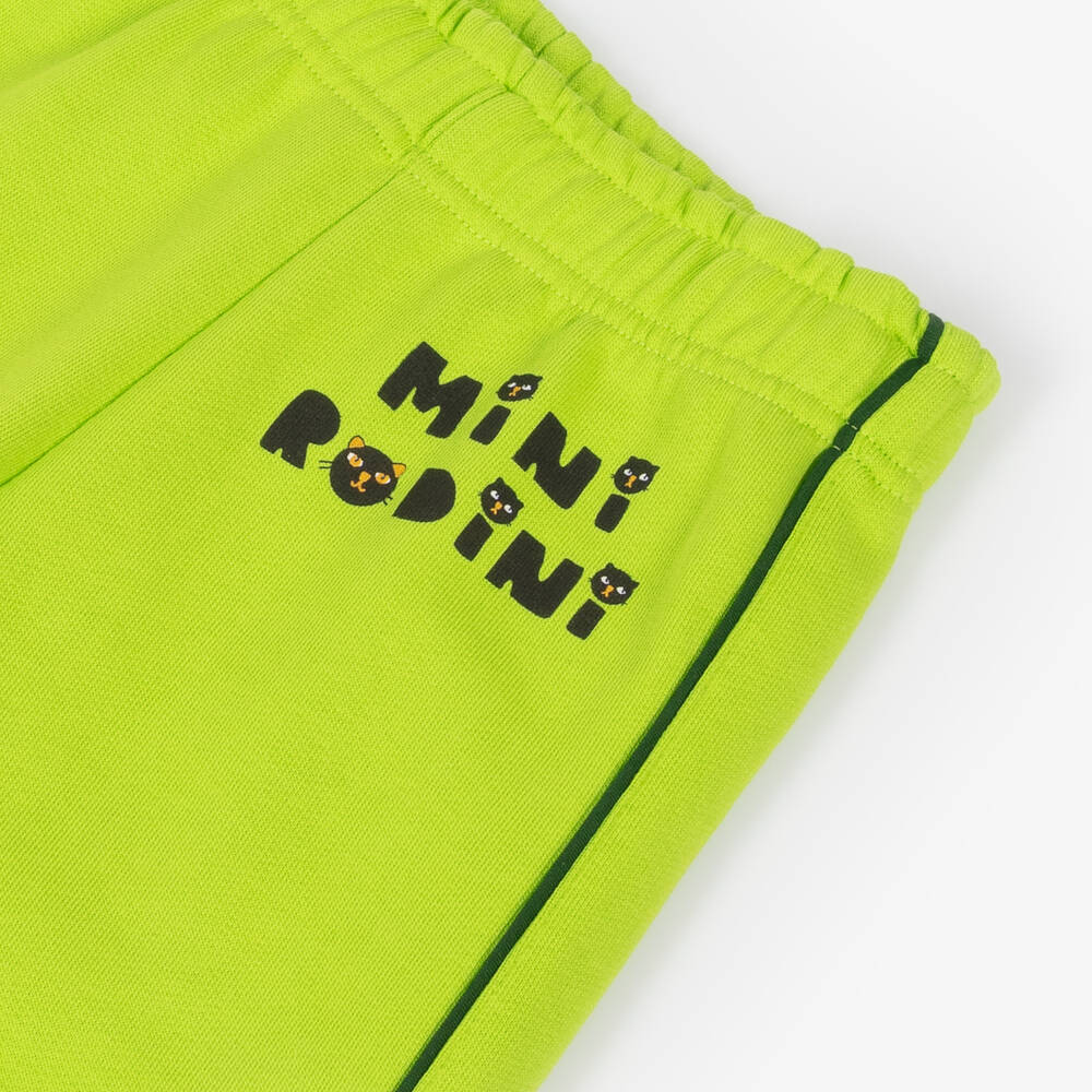 Mini Rodini-Брюки с принтом кота для девочек лаймового цвета | Childrensalon Outlet