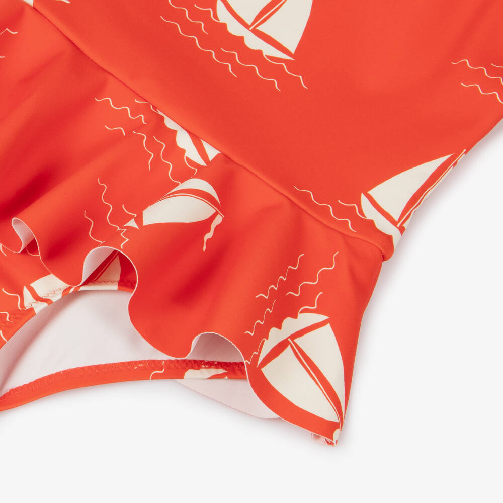 Mini Rodini-Girls Nautical Red Frill Swimsuit | Childrensalon Outlet