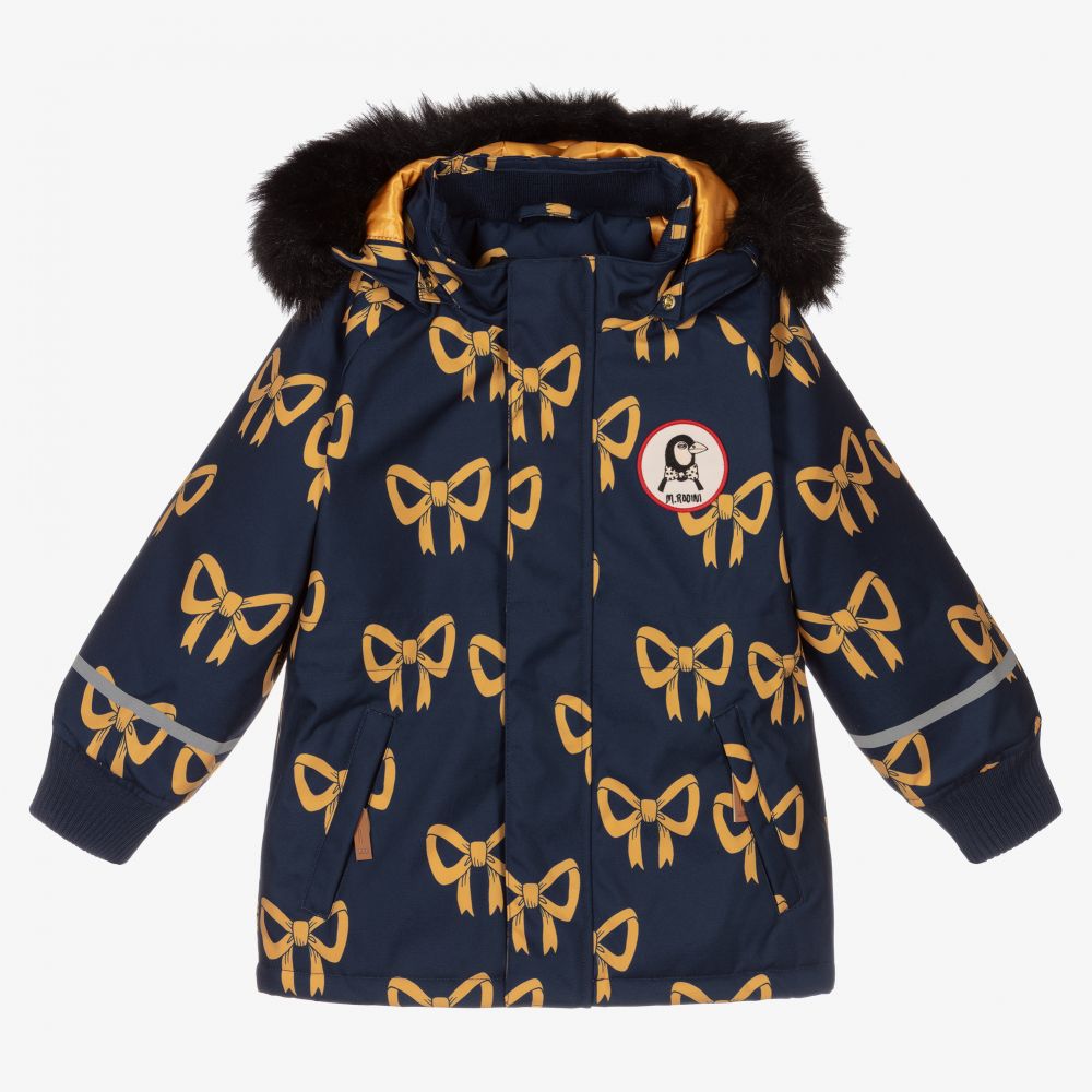 Mini Rodini - Manteau bleu à nœud Fille | Childrensalon