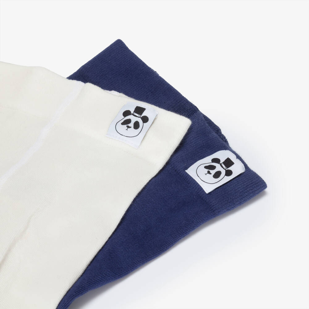 Mini Rodini-Girls Navy Blue & Ivory Knitted Leggings (2 Pack) | Childrensalon Outlet
