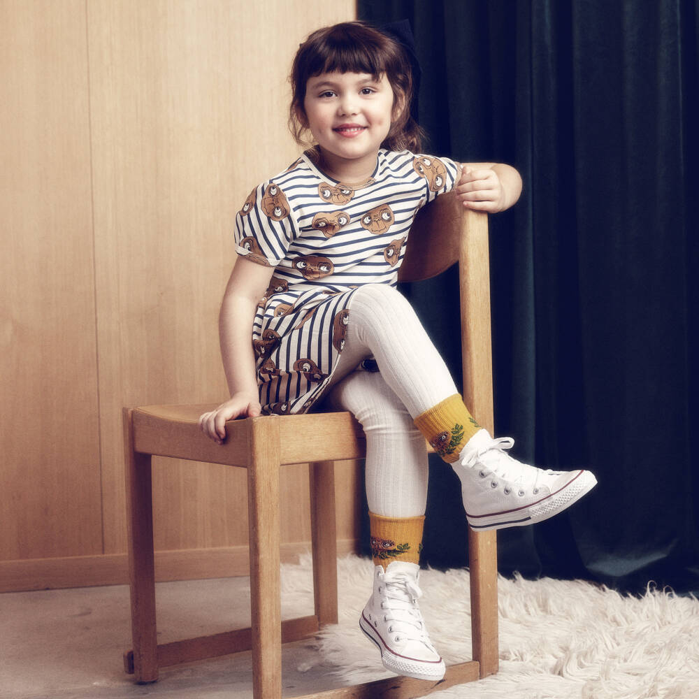 Mini Rodini-Girls Navy Blue & White Breton Stripe E.T. Print Dress | Childrensalon Outlet