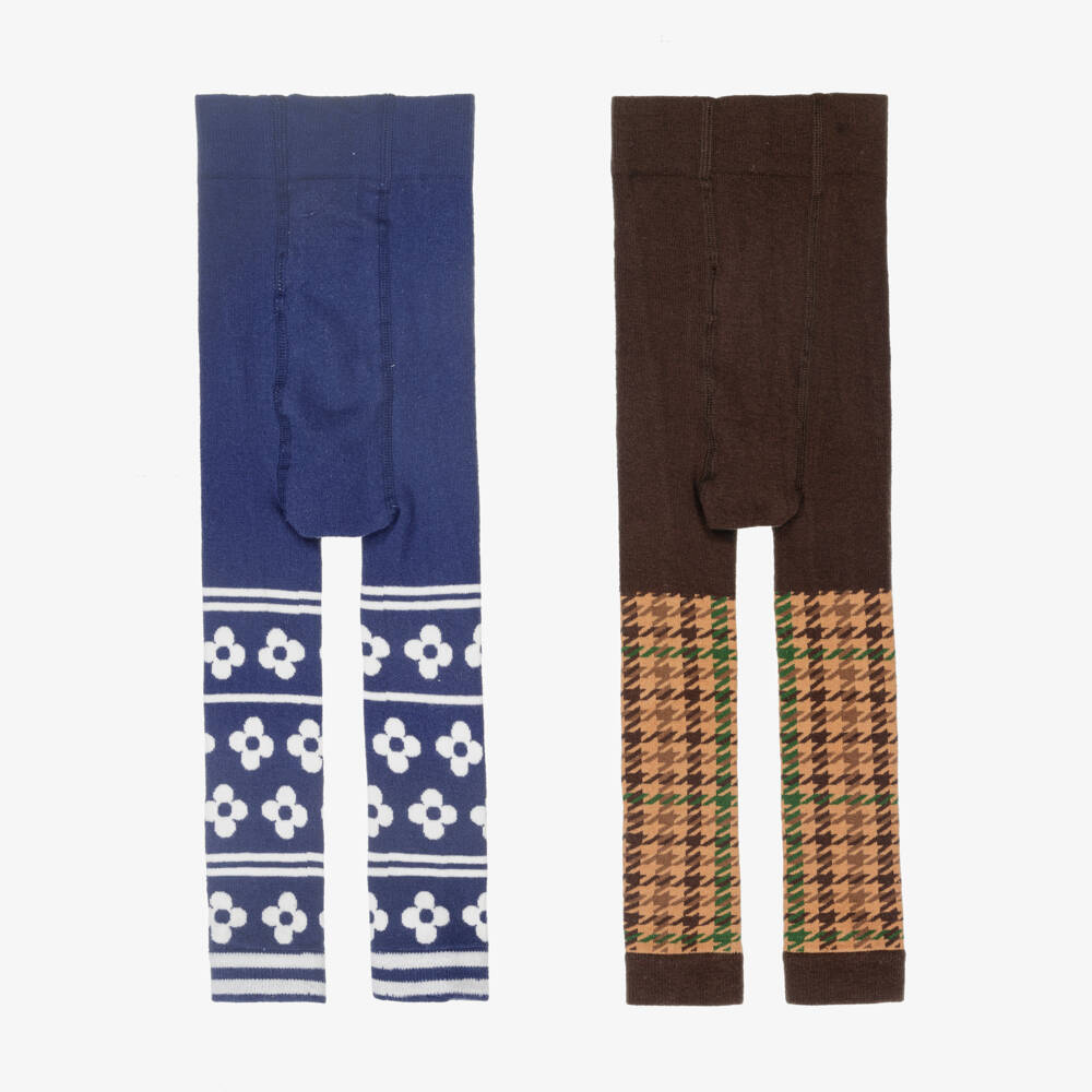 Mini Rodini-Girls Navy & Chestnut Leggings Duo | Childrensalon Outlet