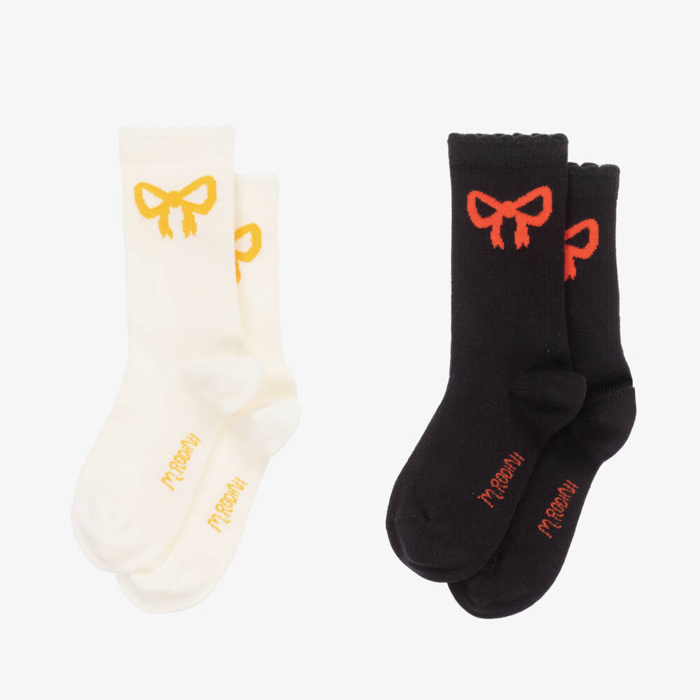Mini Rodini-Girls Navy & Cream Bow Socks Set | Childrensalon Outlet