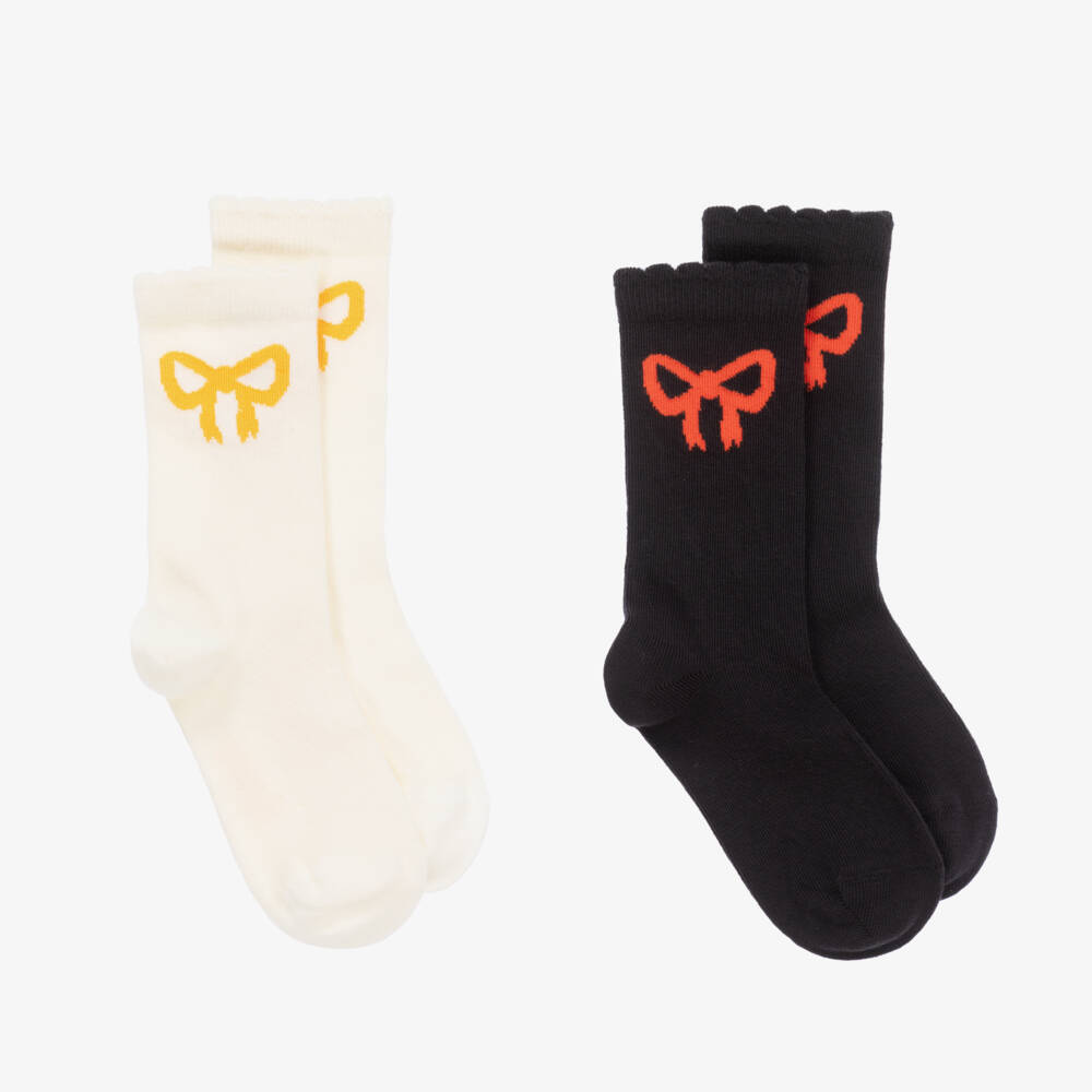 Mini Rodini-Girls Navy & Cream Bow Socks Set | Childrensalon Outlet