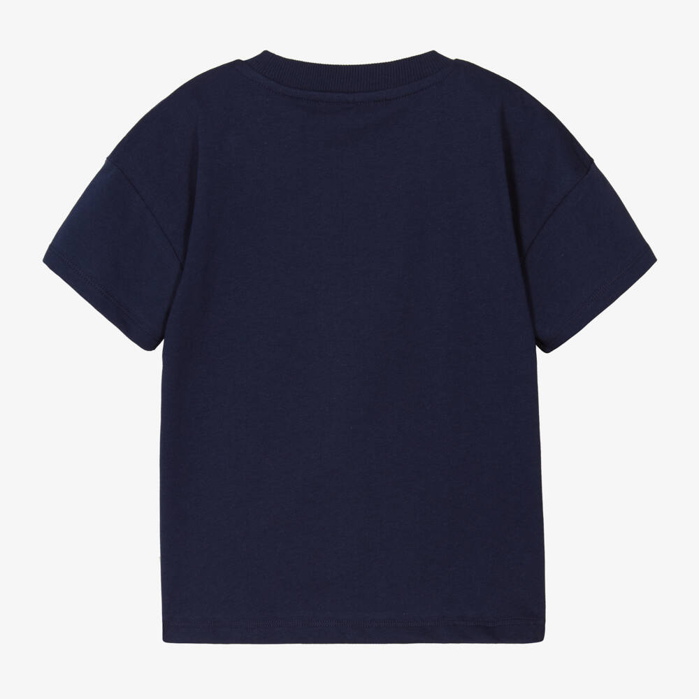 Mini Rodini-تيشيرت بناتي أزرق داكن عضوي مع فيونكة | Childrensalon Outlet