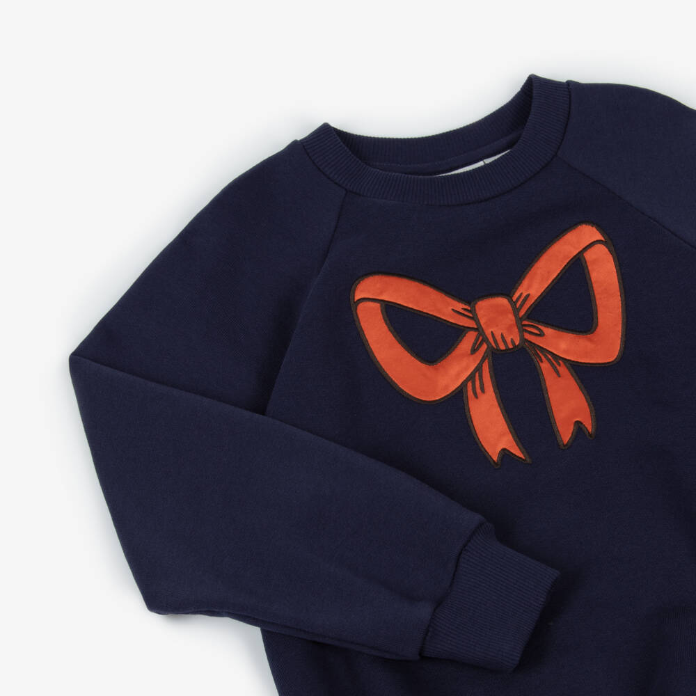 Mini Rodini-Girls Navy Satin Bow Top | Childrensalon Outlet