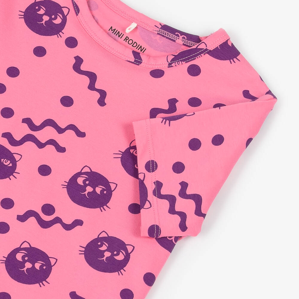 Mini Rodini-Girls Organic Cotton Kitty Tee | Childrensalon Outlet