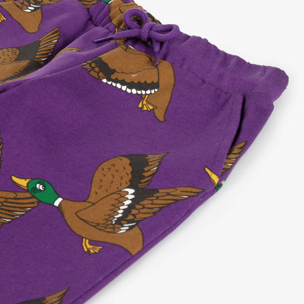 Mini Rodini-بنطلون رياضي بطبعة بط قطن عضوي لون بنفسجي | Childrensalon Outlet