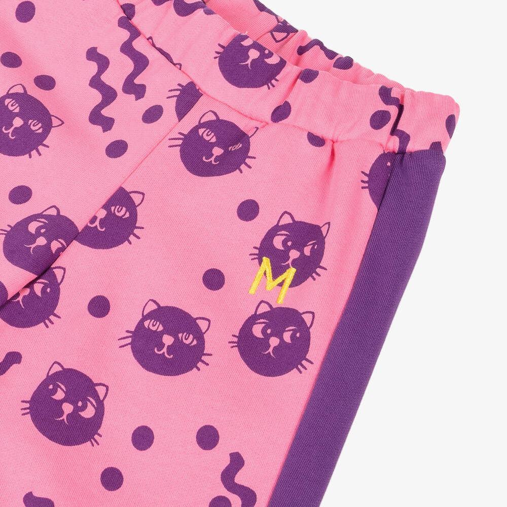 Mini Rodini-Girls Organic Pink Cat Print Trousers | Childrensalon Outlet