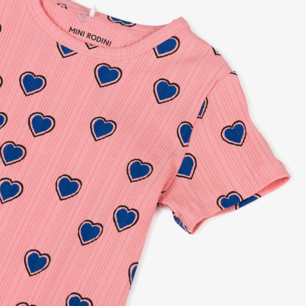 Mini Rodini-Girls Organic Pink Ribbed Tee | Childrensalon Outlet
