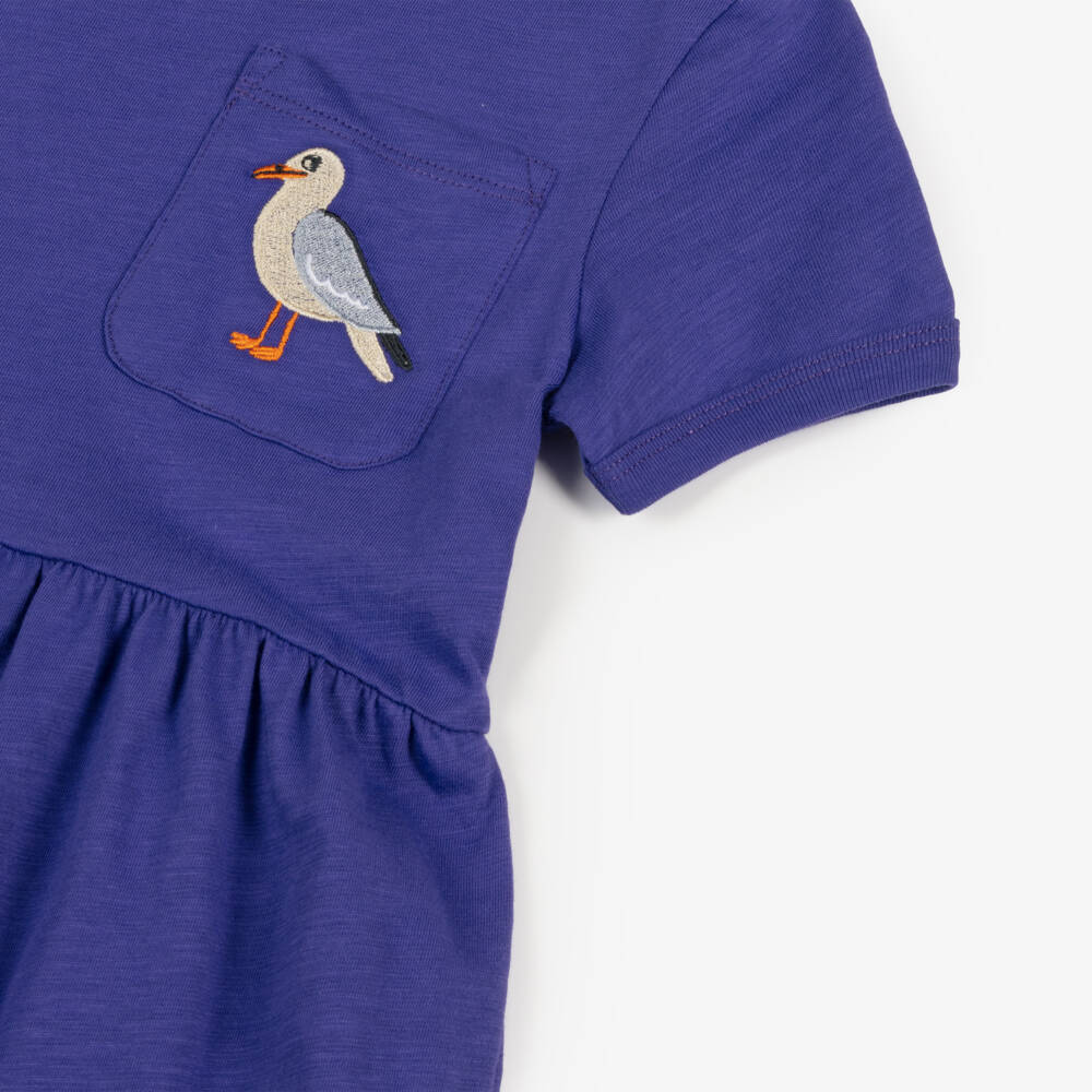 Mini Rodini-Платье пурпурное с чайками для девочек из органического хлопка | Childrensalon Outlet