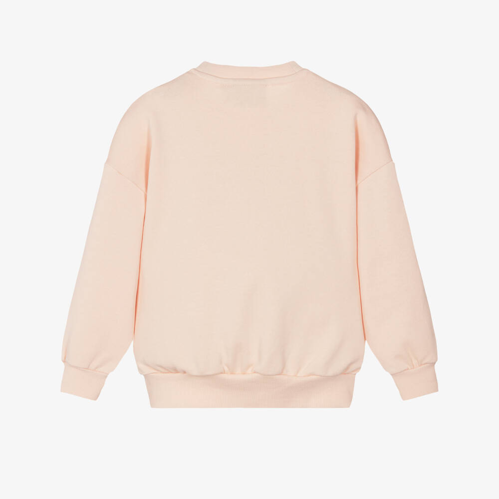 Mini Rodini-Girls Pale Pink Cotton Sweatshirt with Heart Motif | Childrensalon Outlet