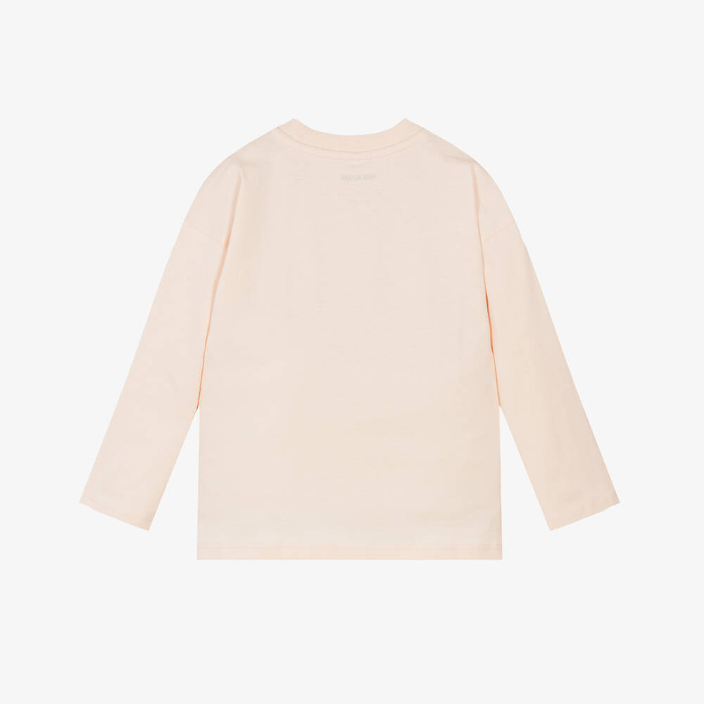 Mini Rodini-Girls Pale Pink Long-Sleeve Embroidered Heart Top | Childrensalon Outlet