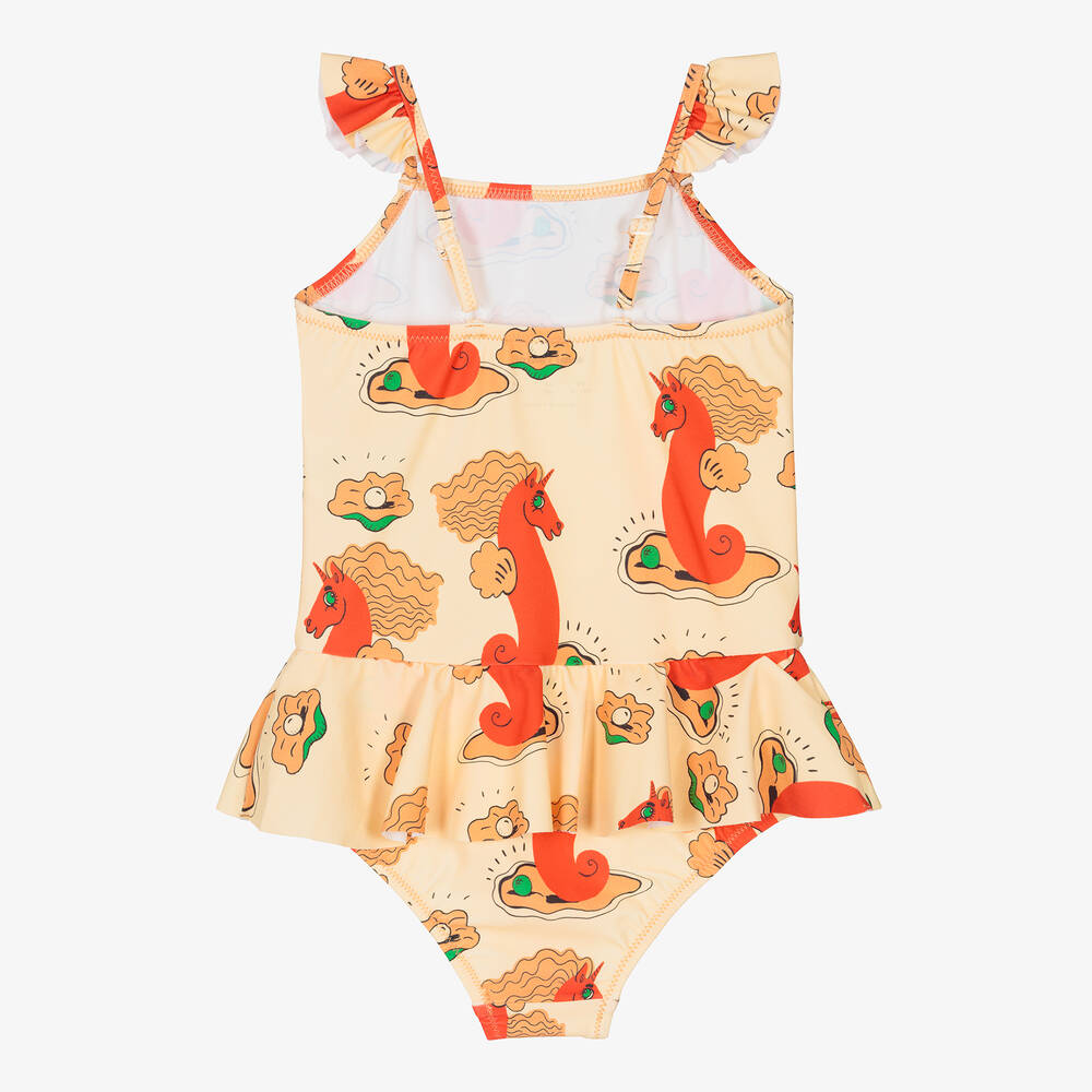 Mini Rodini Girls Pale Yellow Seahorse Swimsuit Childrensalon Outlet