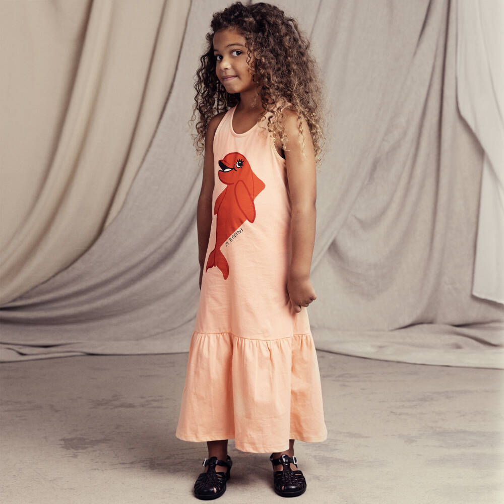Mini Rodini-Girls Pastel Pink Dolphin Dress | Childrensalon Outlet