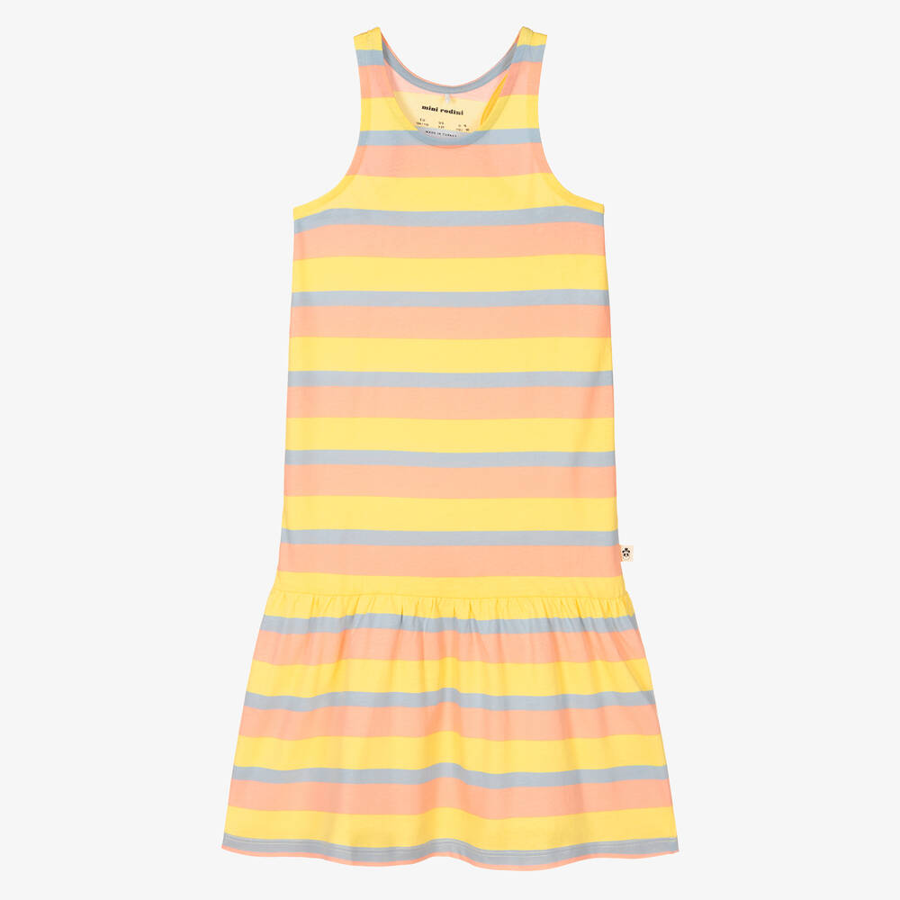 Mini Rodini - Girls Pastel Pink & Yellow Striped Dress | Childrensalon