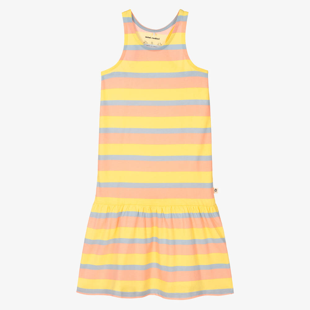 Mini Rodini-Girls Pastel Pink & Yellow Striped Dress | Childrensalon Outlet