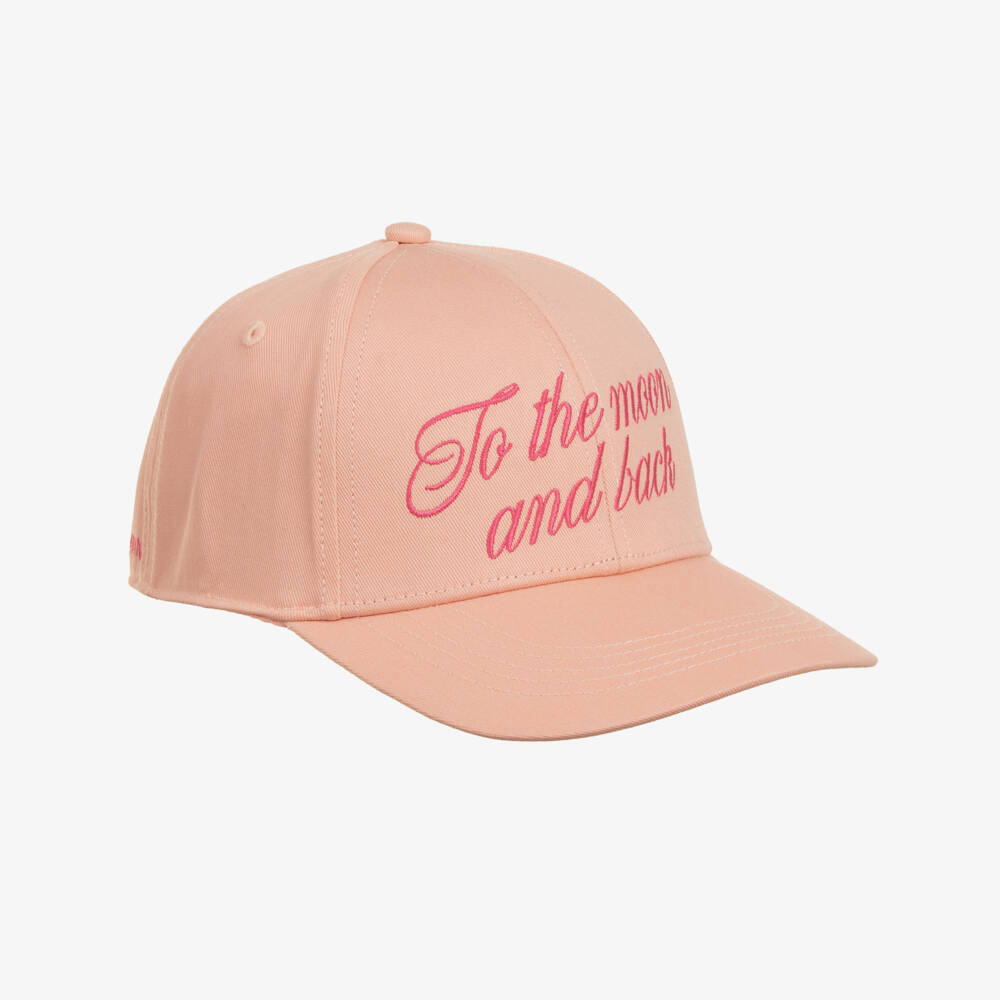 Mini Rodini-Girls Pink Baseball Cap with 'To the Moon and Back' Embroidery | Childrensalon Outlet