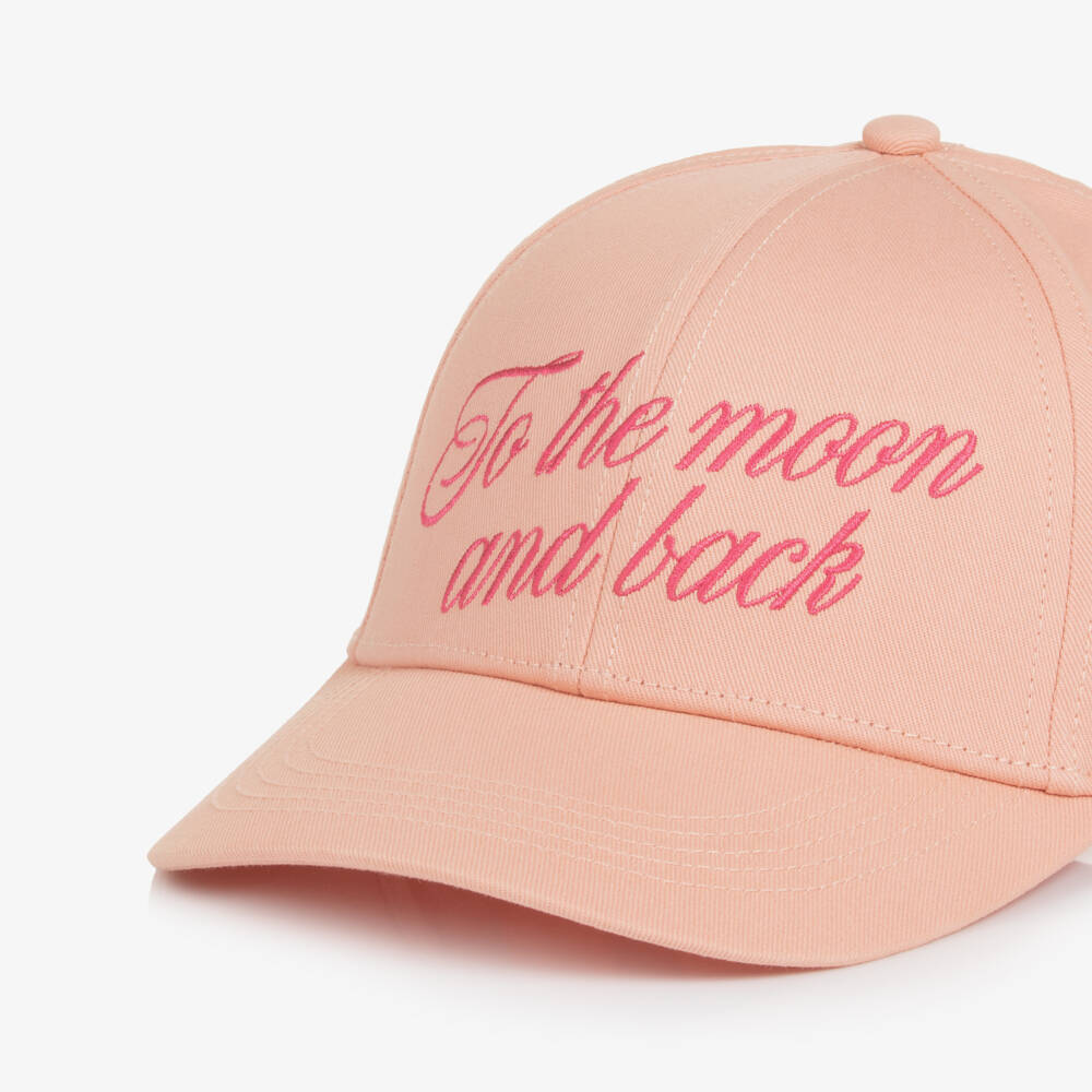 Mini Rodini-Girls Pink Baseball Cap with 'To the Moon and Back' Embroidery | Childrensalon Outlet