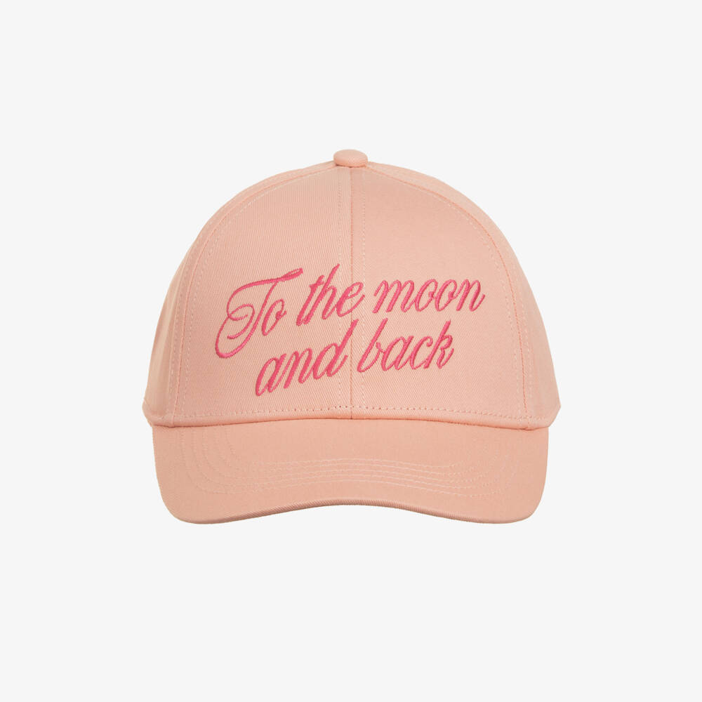 Mini Rodini-Girls Pink Baseball Cap with 'To the Moon and Back' Embroidery | Childrensalon Outlet