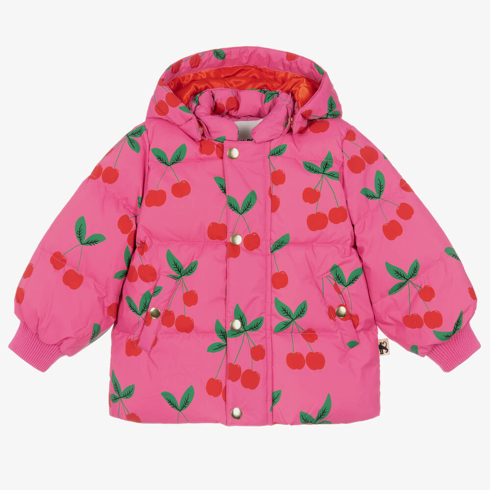 Mini Rodini - Doudoune rose à cerises fille | Childrensalon