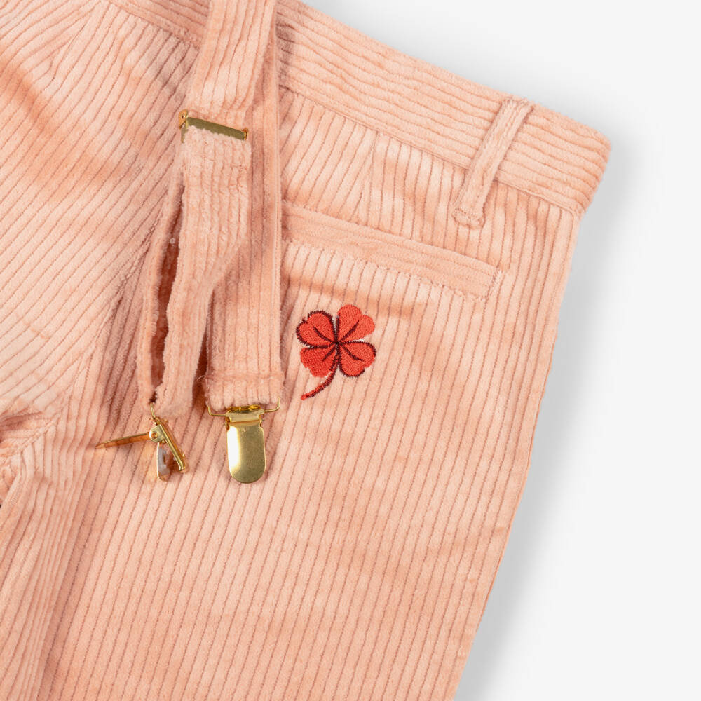Mini Rodini-Girls Pink Corduroy Trousers with Braces | Childrensalon Outlet