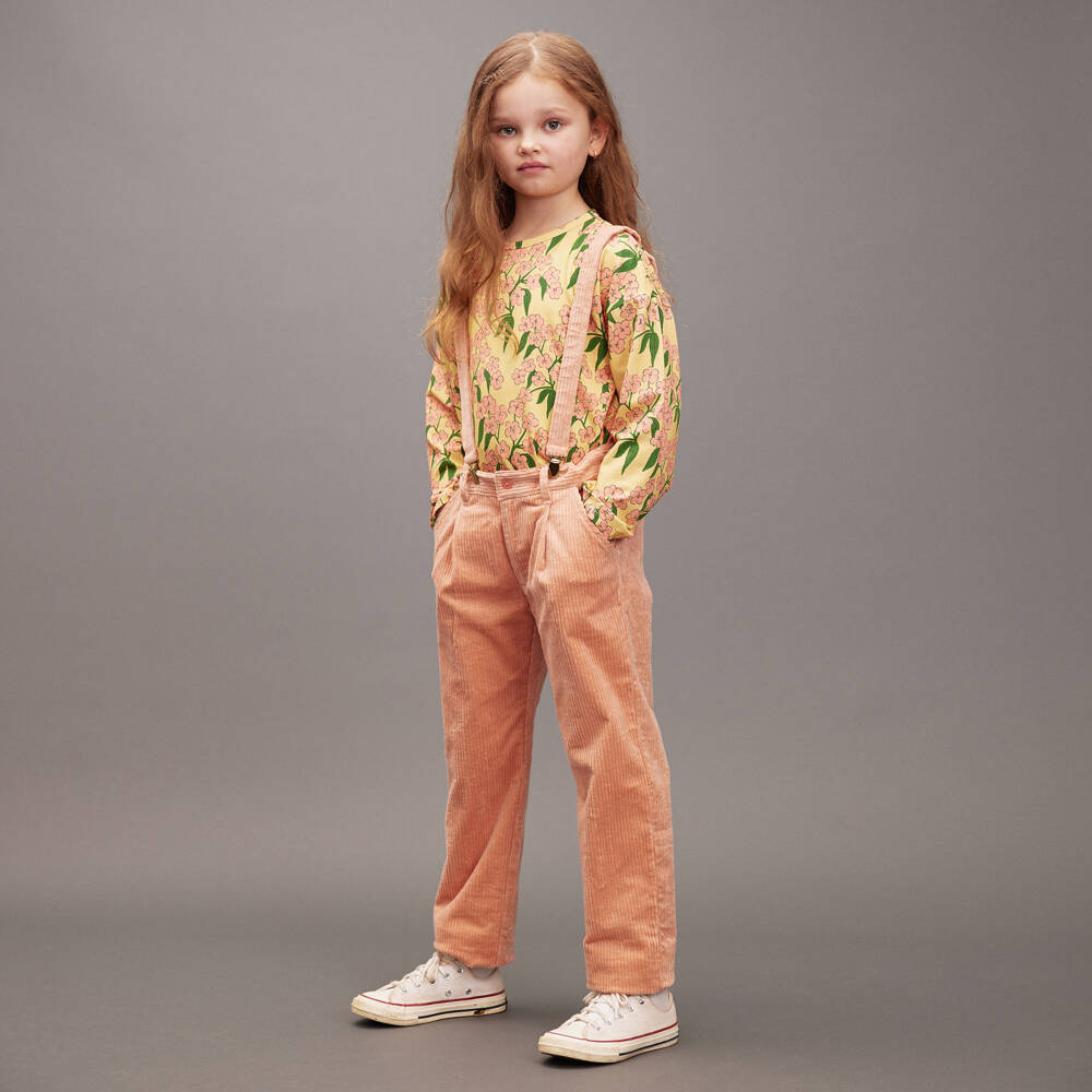 Mini Rodini-Girls Pink Corduroy Trousers with Braces | Childrensalon Outlet
